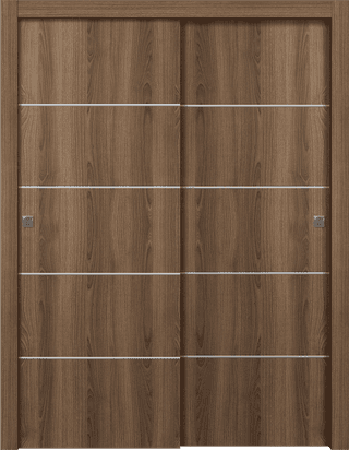 OPTIMA 4H PECAN NUTWOOD BYPASS DOORS BELLDINNI MODERN INTERIOR DOOR