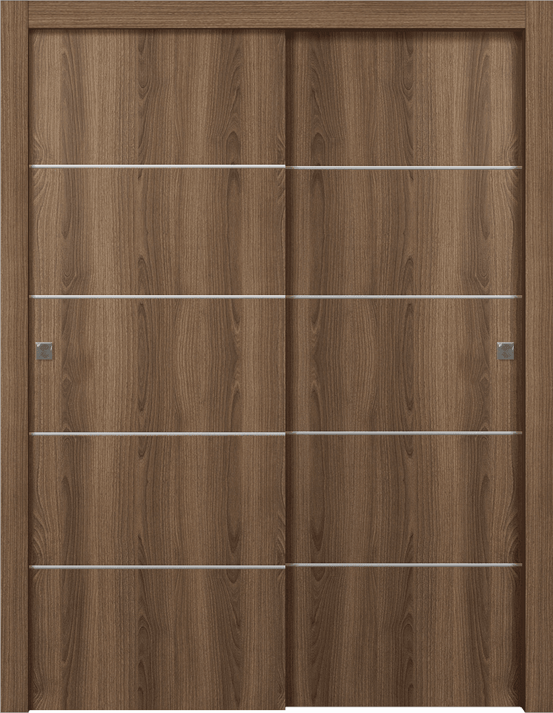 OPTIMA 4H PECAN NUTWOOD BYPASS DOORS BELLDINNI MODERN INTERIOR DOOR