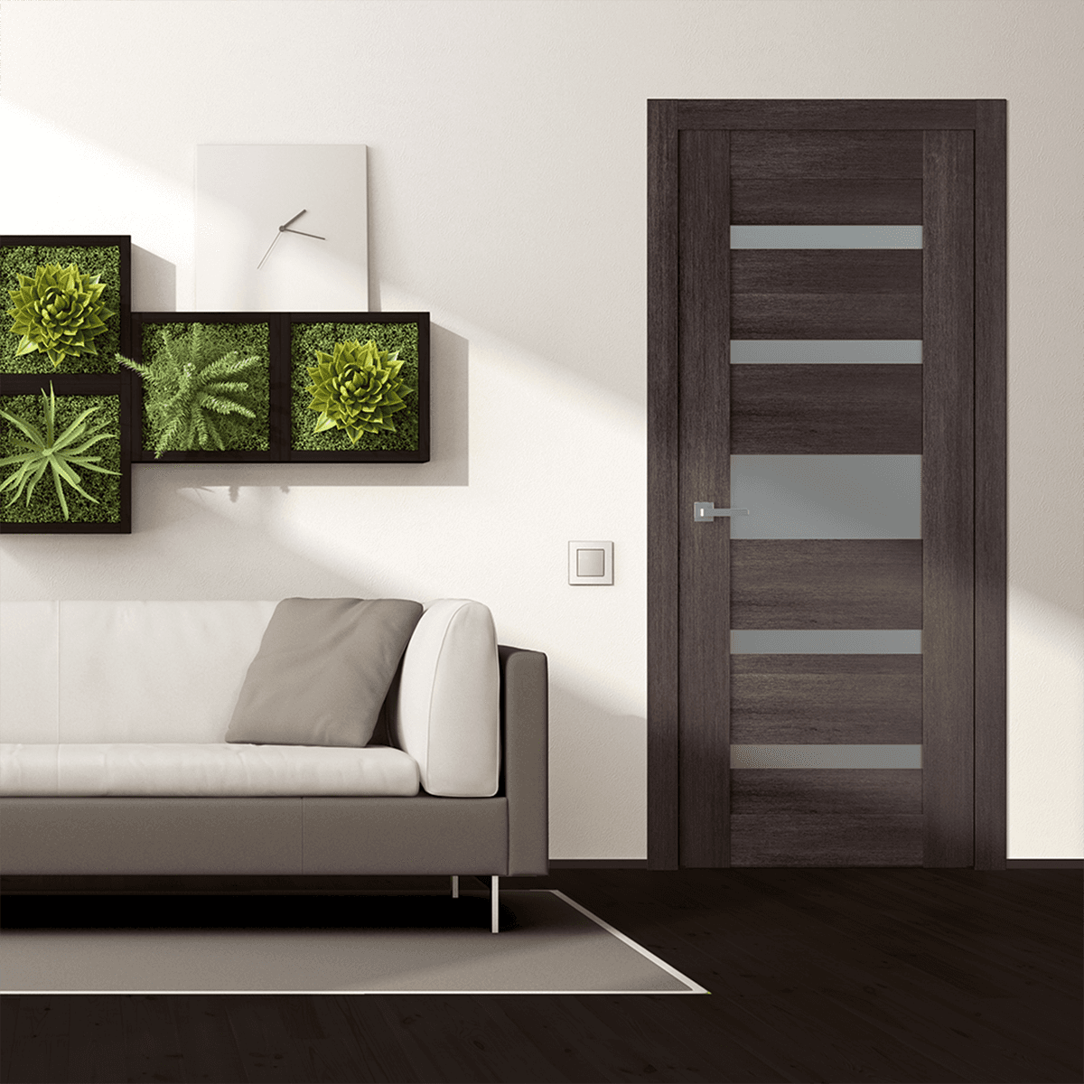 AVON 07-05 VETRO VERALINGA OAK DOUBLE POCKET BELLDINNI MODERN INTERIOR DOOR - 2