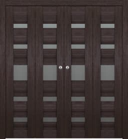 AVON 07-05 VETRO VERALINGA OAK DOUBLE BI-FOLD BELLDINNI MODERN INTERIOR DOOR - 1