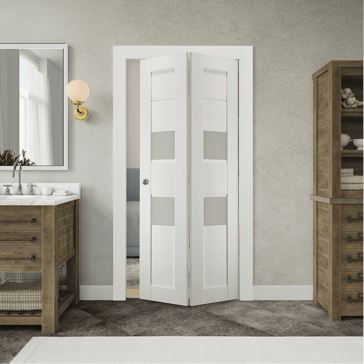 DESSA VETRO BIANCO NOBLE BI-FOLD BELLDINNI MODERN INTERIOR DOOR - 2