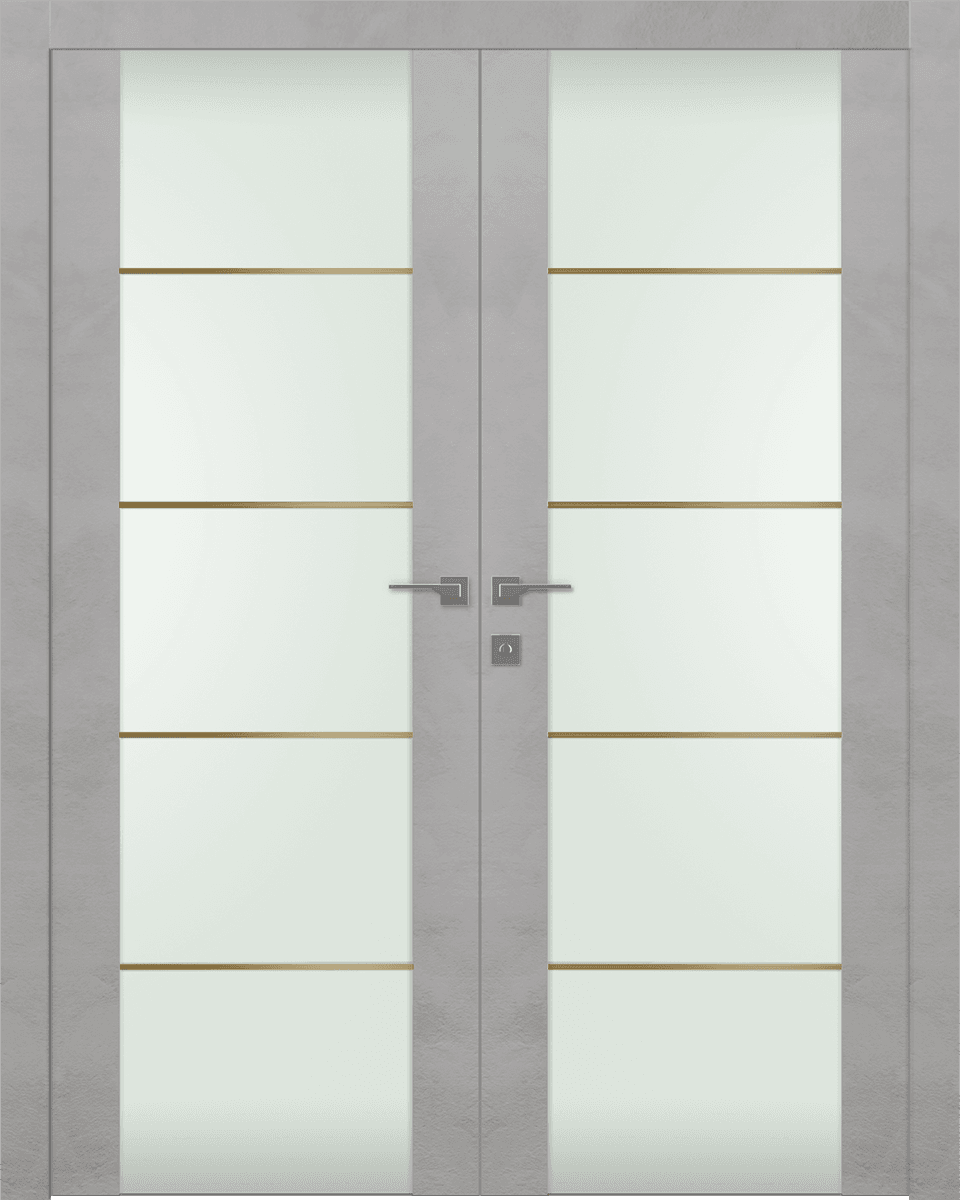 AVON 202 4H GOLD STRIPS VETRO LIGHT URBAN DOUBLE DOORS BELLDINNI MODERN INTERIOR DOOR - 1