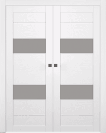BERTA VETRO SNOW WHITE DOUBLE POCKET BELLDINNI MODERN INTERIOR DOOR - 1