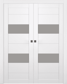 BERTA VETRO SNOW WHITE DOUBLE POCKET BELLDINNI MODERN INTERIOR DOOR - 1