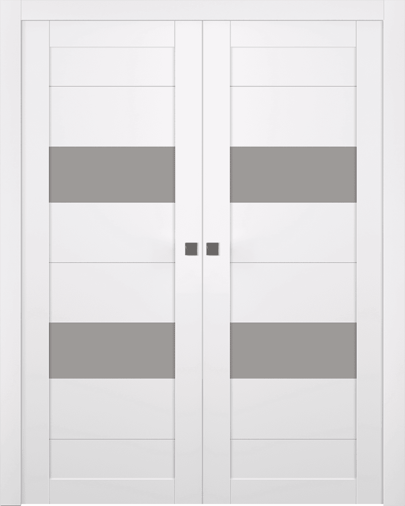 BERTA VETRO SNOW WHITE DOUBLE POCKET BELLDINNI MODERN INTERIOR DOOR - 1