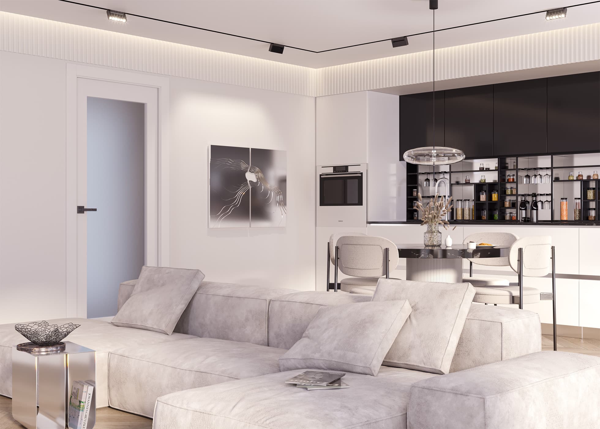 PALLADIO 207 VETRO BIANCO NOBLE SWING BELLDINNI MODERN INTERIOR DOOR - 2