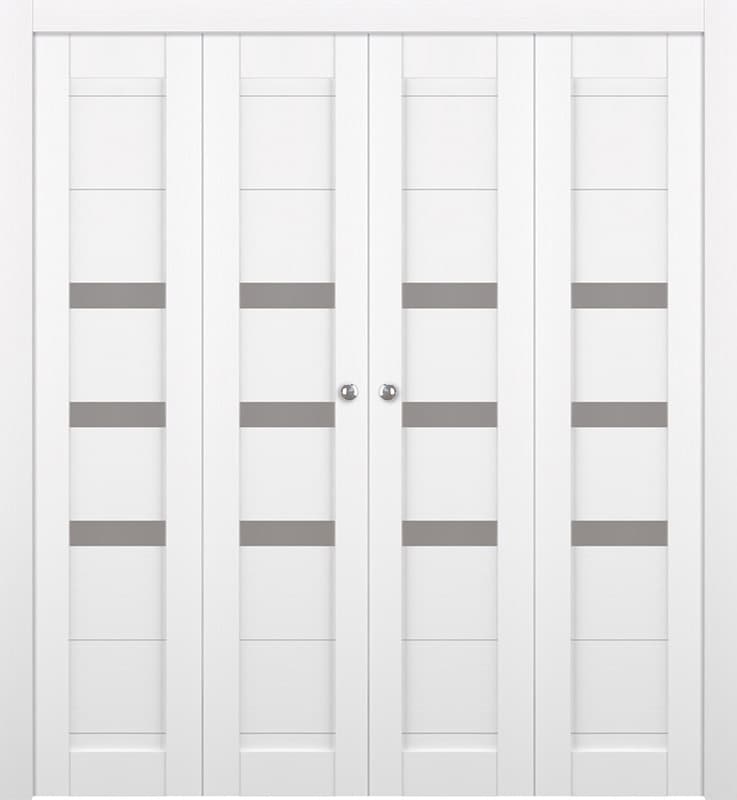 DORA VETRO BIANCO NOBLE DOUBLE BI-FOLD BELLDINNI MODERN INTERIOR DOOR - 1