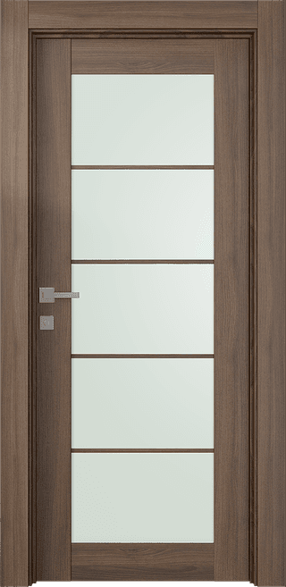AVON 5 LITE VETRO PECAN NUTWOOD SWING DOORS BELLDINNI MODERN INTERIOR DOOR