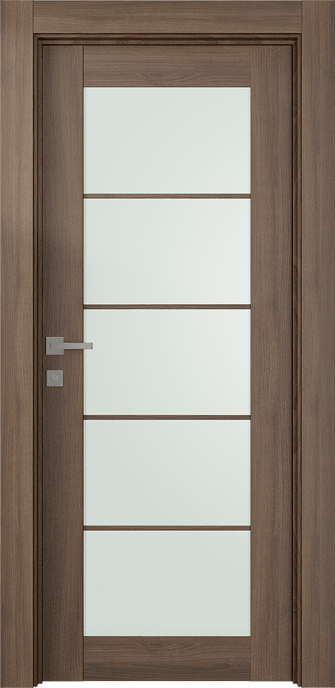 AVON 5 LITE VETRO PECAN NUTWOOD SWING DOORS BELLDINNI MODERN INTERIOR DOOR