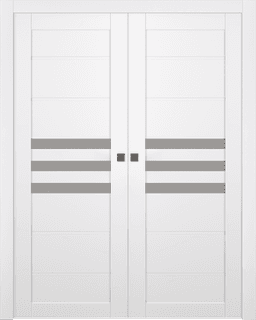DOME VETRO SNOW WHITE DOUBLE POCKET BELLDINNI MODERN INTERIOR DOOR - 5