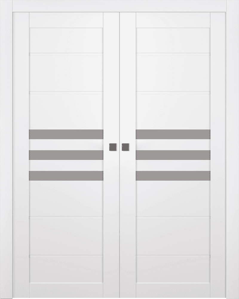 DOME VETRO SNOW WHITE DOUBLE POCKET BELLDINNI MODERN INTERIOR DOOR - 5