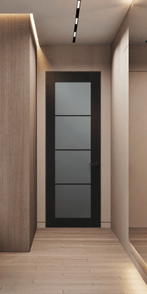AVON 4 LITE VETRO BLACK MATTE DOUBLE INVISIBLE METAL FRAME BELLDINNI MODERN INTERIOR DOOR - 1