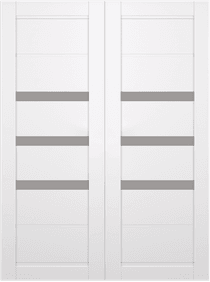RITA VETRO SNOW WHITE DOUBLE BARN BELLDINNI MODERN INTERIOR DOOR - 2