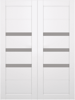 RITA VETRO SNOW WHITE DOUBLE BARN BELLDINNI MODERN INTERIOR DOOR - 2
