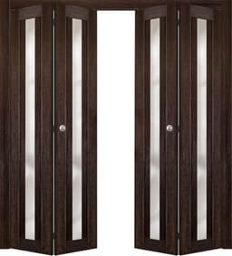 AVON 101 VETRO VERALINGA OAK DOUBLE BI-FOLD DOORS BELLDINNI MODERN INTERIOR DOOR - 1