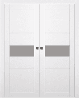 EDNA VETRO SNOW WHITE DOUBLE POCKET BELLDINNI MODERN INTERIOR DOOR - 1