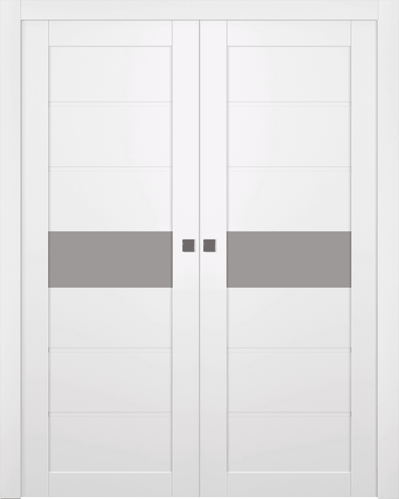 EDNA VETRO SNOW WHITE DOUBLE POCKET BELLDINNI MODERN INTERIOR DOOR - 1