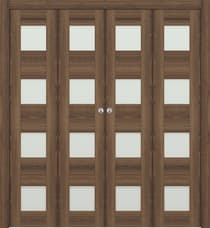 AVON 07-08 VETRO PECAN NUTWOOD DOUBLE BI-FOLD DOORS BELLDINNI MODERN INTERIOR DOOR - 1