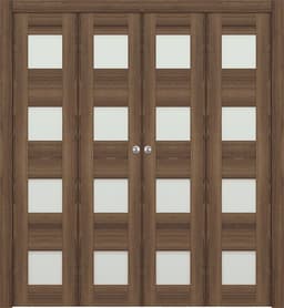 AVON 07-08 VETRO PECAN NUTWOOD DOUBLE BI-FOLD DOORS BELLDINNI MODERN INTERIOR DOOR - 1