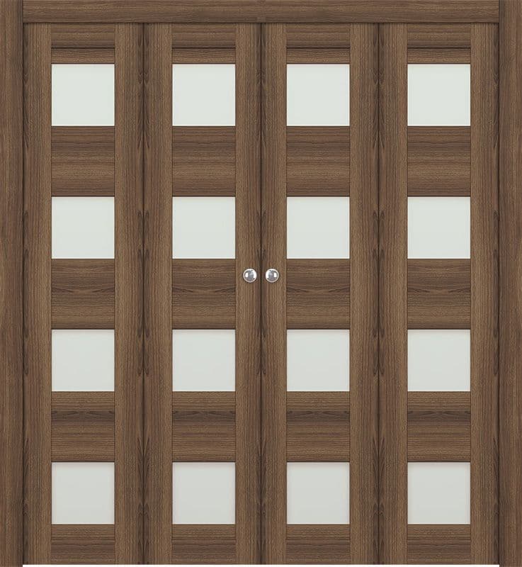 AVON 07-08 VETRO PECAN NUTWOOD DOUBLE BI-FOLD DOORS BELLDINNI MODERN INTERIOR DOOR - 1