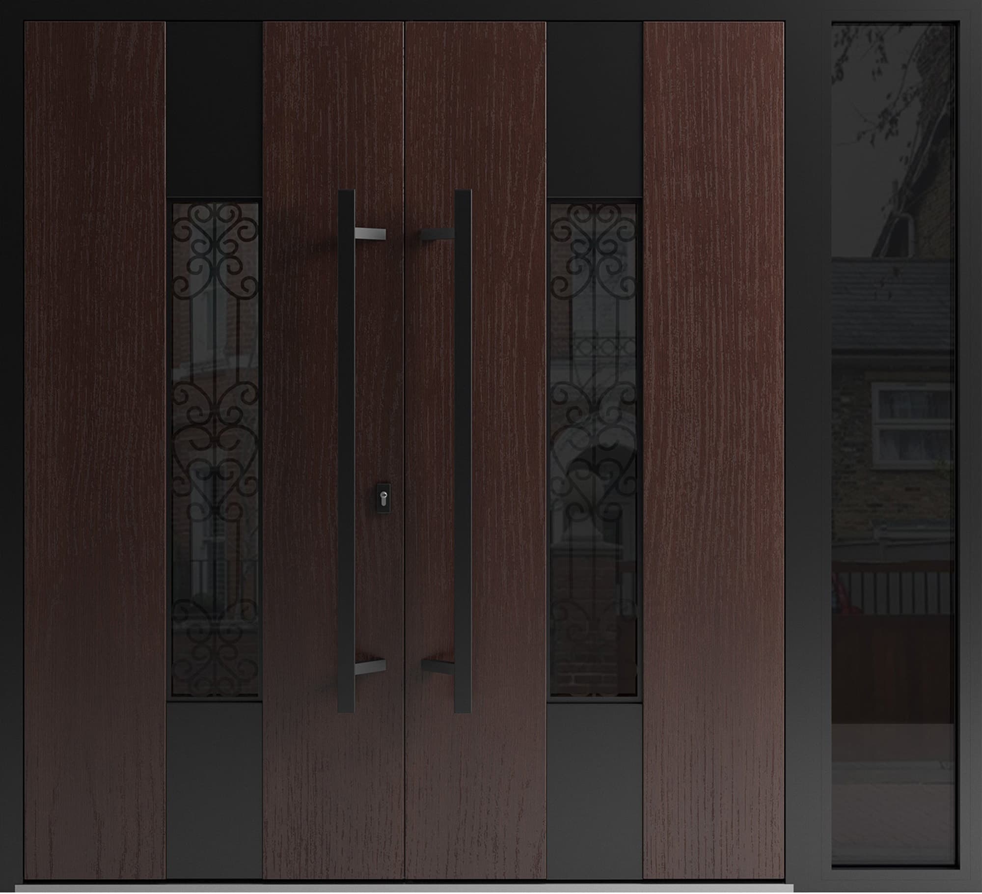 Double metal-aluminum modern exterior door Ronex 1205 8ft - 2