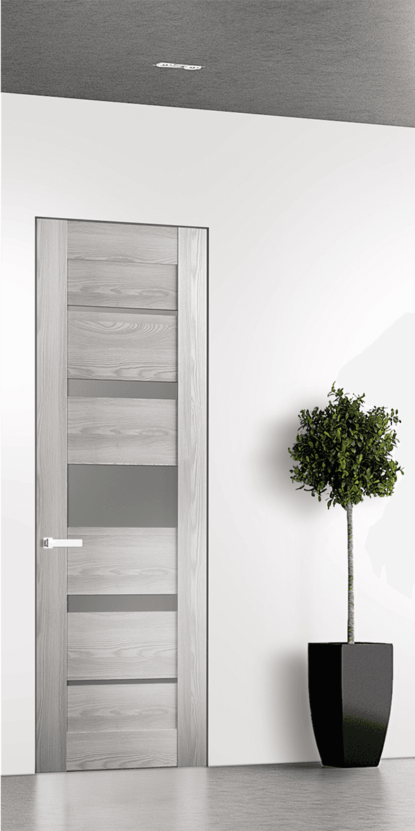 AVON 07-03 VETRO RIBEIRA ASH DOUBLE INVISIBLE METAL FRAME BELLDINNI MODERN INTERIOR DOOR - 1