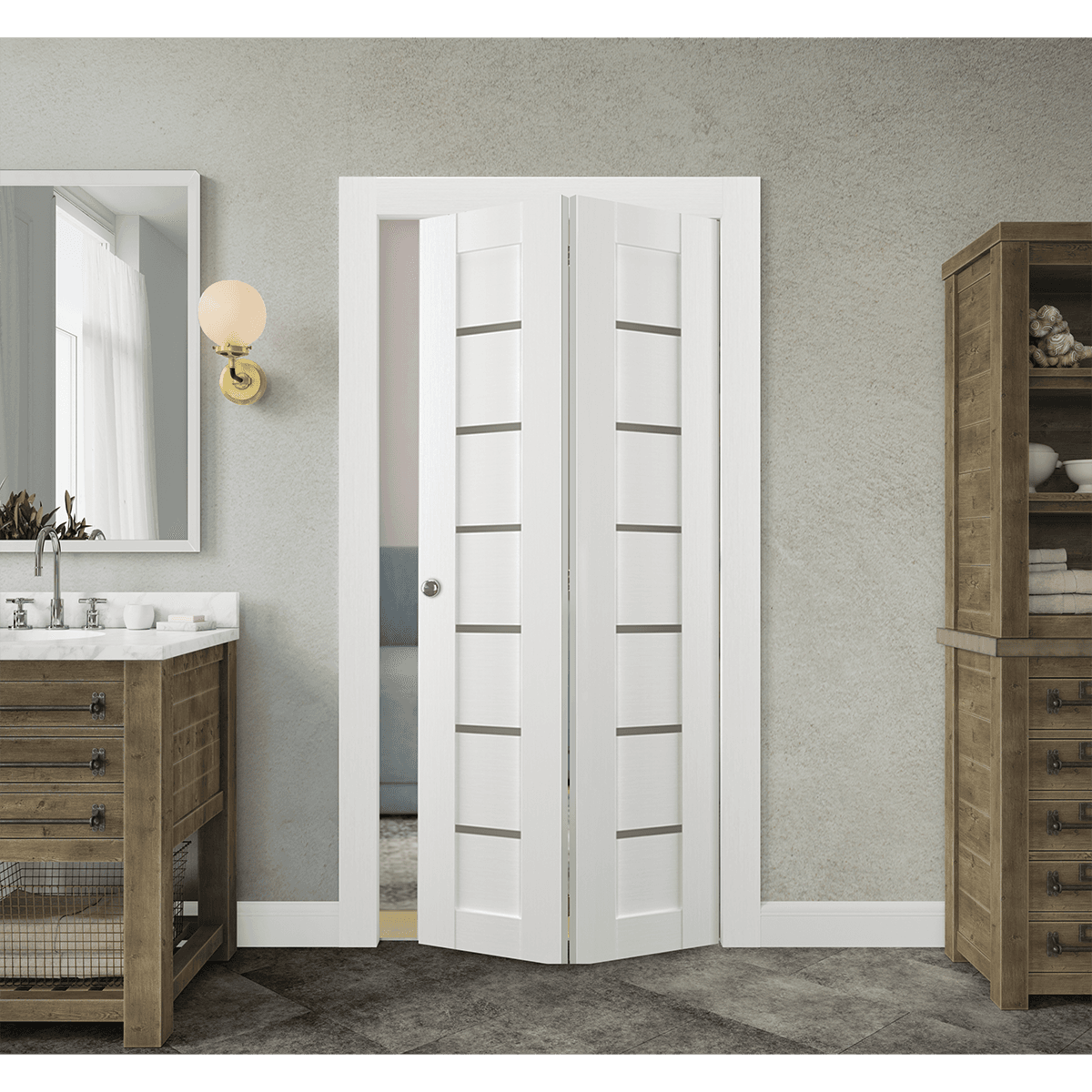 ALBA BIANCO NOBLE BI-FOLD BELLDINNI MODERN INTERIOR DOOR - 2