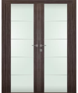 PALLADIO 202 4H VETRO GRAY OAK DOUBLE DOORS BELLDINNI MODERN INTERIOR DOOR - 1
