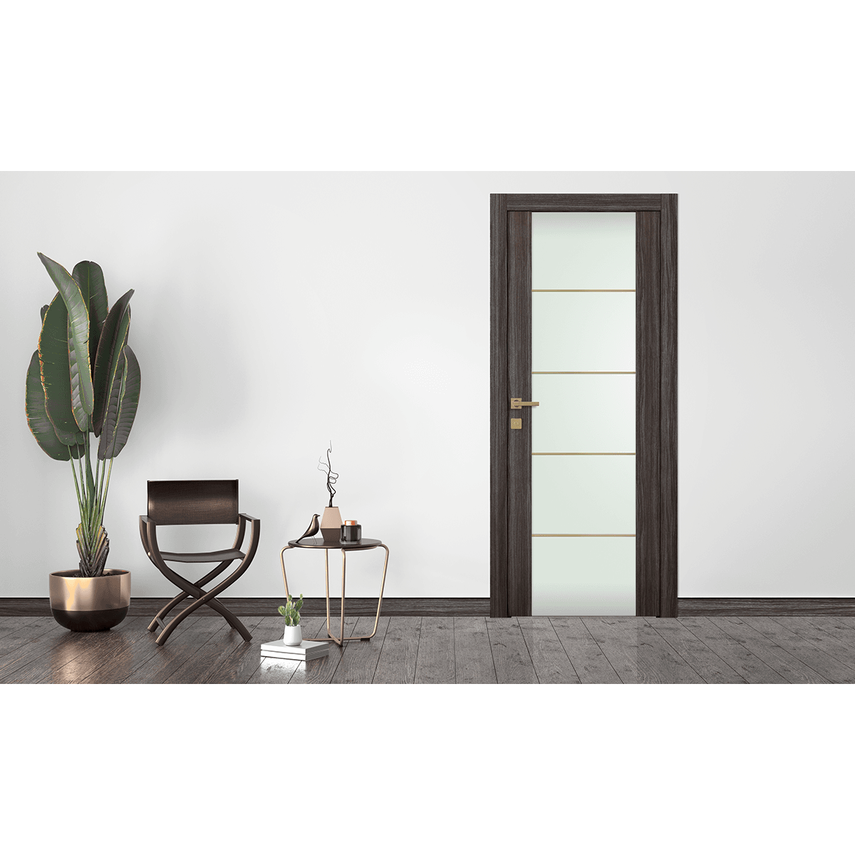 PALLADIO 202 4H GOLD STRIPS VETRO GRAY OAK BI-FOLD DOORS BELLDINNI MODERN INTERIOR DOOR - 3