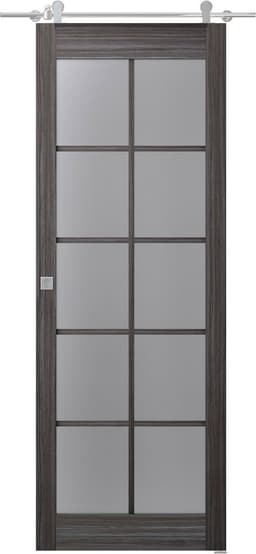 PALLADIO 10 LITE VETRO GRAY OAK DOUBLE BARN BELLDINNI MODERN INTERIOR DOOR - 2