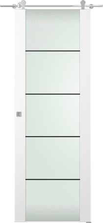 SMART PRO H3G 4H BLACK STRIPS VETRO POLAR WHITE DOUBLE BARN DOORS BELLDINNI MODERN INTERIOR DOOR - 1