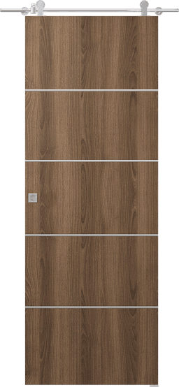 OPTIMA 4H PECAN NUTWOOD DOUBLE BARN DOORS BELLDINNI MODERN INTERIOR DOOR - 2