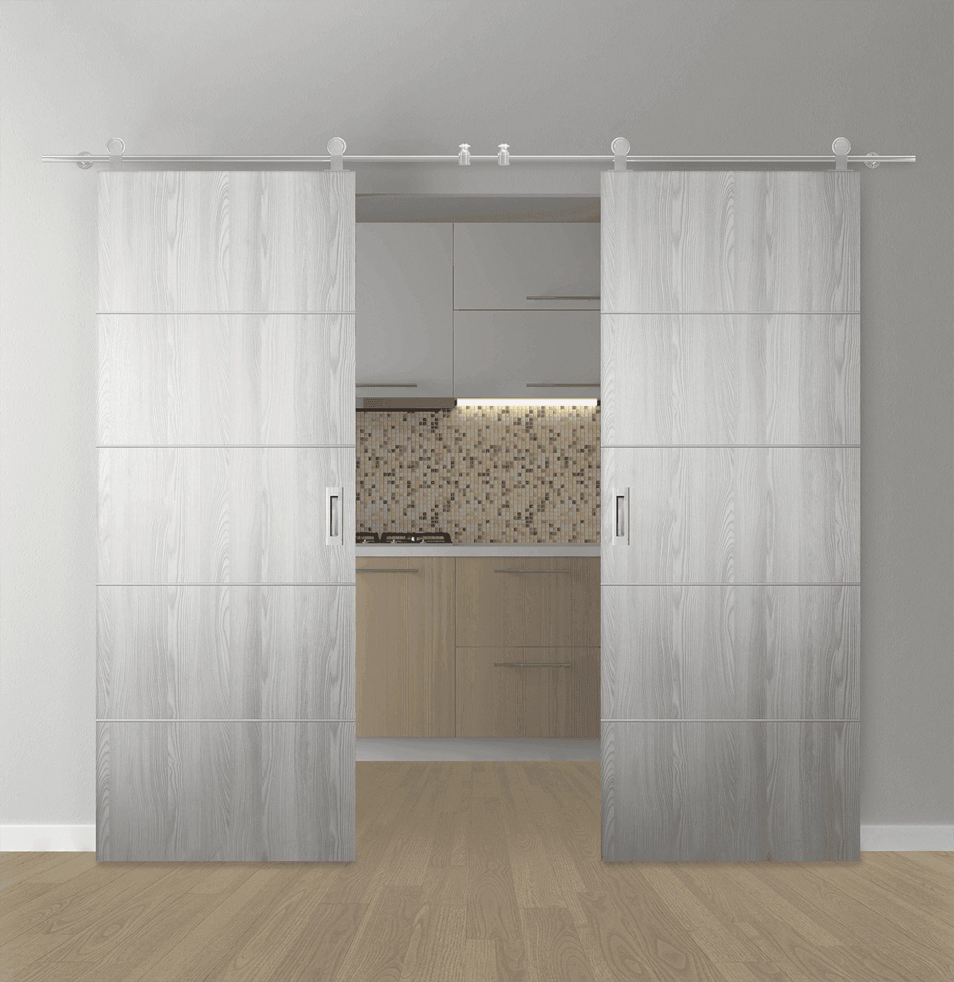 OPTIMA 4H RIBEIRA ASH DOUBLE BARN BELLDINNI MODERN INTERIOR DOOR - 1