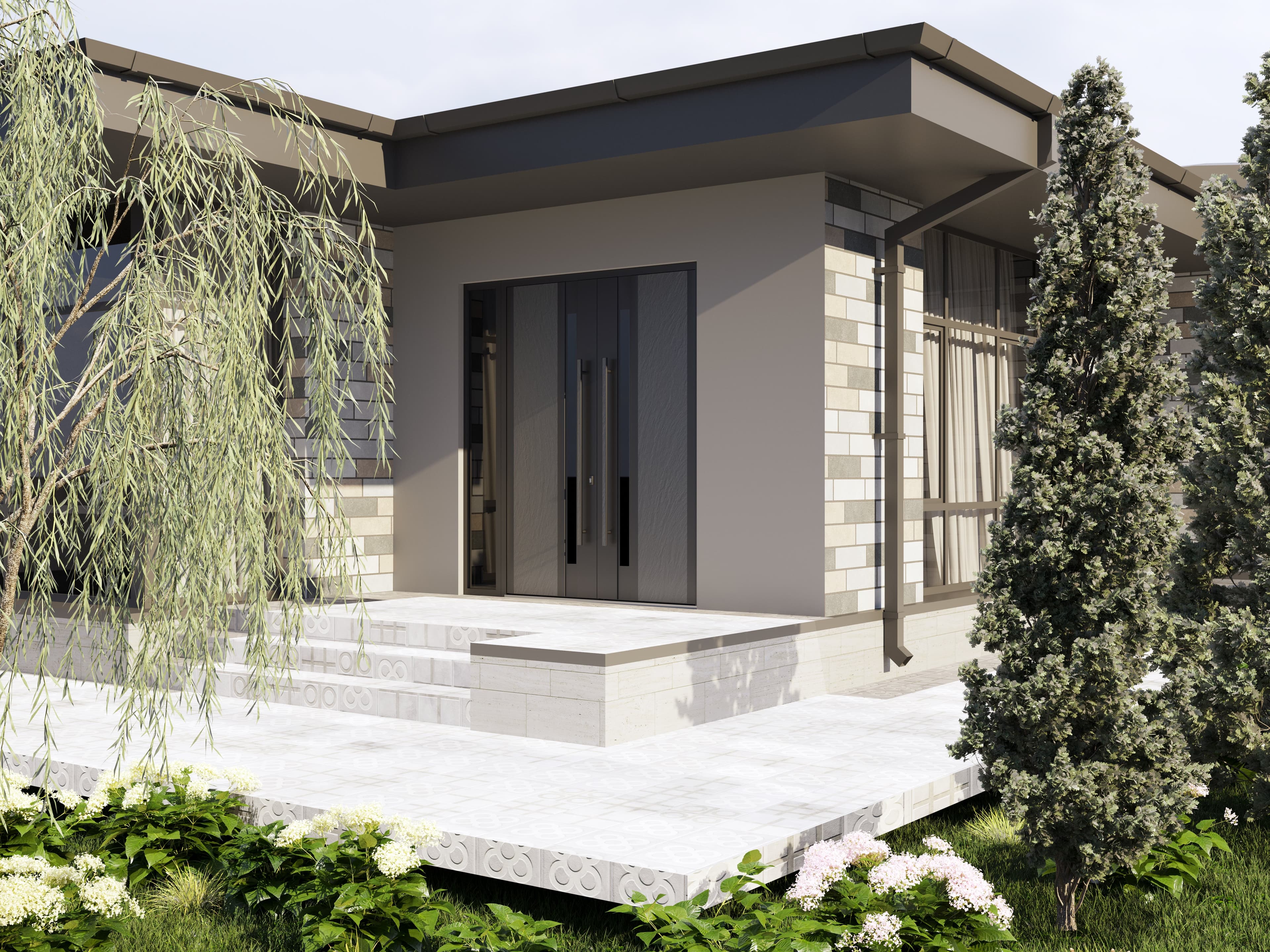 Double metal-aluminum modern exterior door Dekton 0163 - 8