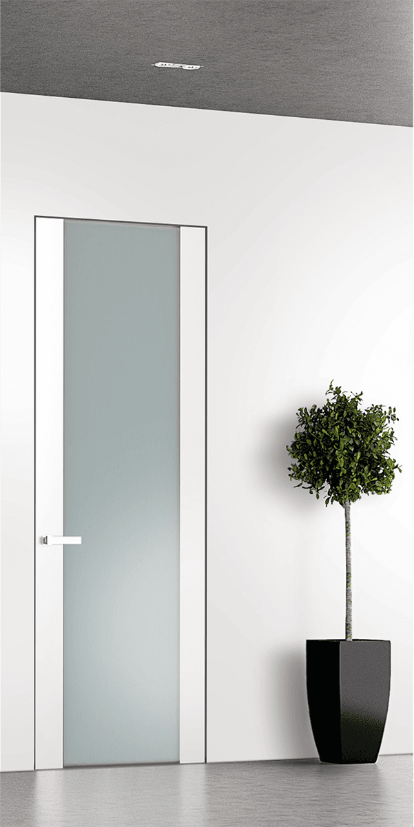 SMART PRO H3G VETRO POLAR WHITE INVISIBLE METAL FRAME BELLDINNI MODERN INTERIOR DOOR - 1