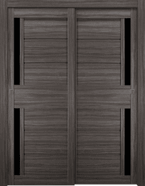 ESTA BLACK VETRO GRAY OAK BYPASS BELLDINNI MODERN INTERIOR DOOR - 1