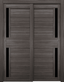 ESTA BLACK VETRO GRAY OAK BYPASS BELLDINNI MODERN INTERIOR DOOR - 1