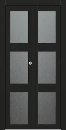 AVON 3 LITE VETRO BLACK MATTE BI-FOLD BELLDINNI MODERN INTERIOR DOOR - 1