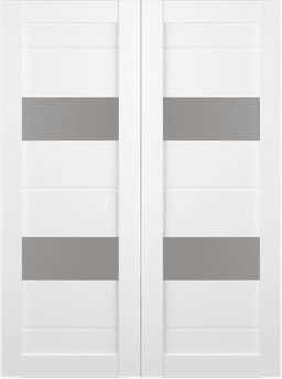 VITA VETRO BIANCO NOBLE DOUBLE BARN BELLDINNI MODERN INTERIOR DOOR - 2
