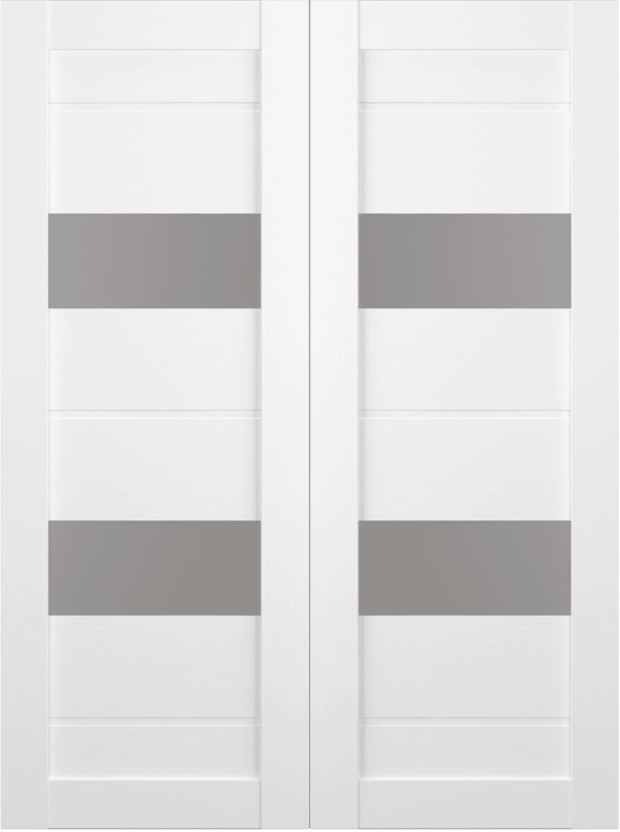 VITA VETRO BIANCO NOBLE DOUBLE BARN BELLDINNI MODERN INTERIOR DOOR - 2