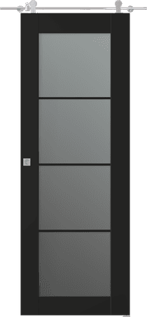 AVON 4 LITE VETRO BLACK MATTE BARN BELLDINNI MODERN INTERIOR DOOR - 1