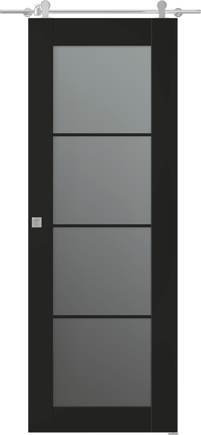 AVON 4 LITE VETRO BLACK MATTE BARN BELLDINNI MODERN INTERIOR DOOR - 1