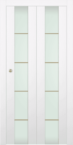 PALLADIO 202 4H GOLD STRIPS VETRO BIANCO NOBLE DOUBLE BI-FOLD DOORS BELLDINNI MODERN INTERIOR DOOR - 1