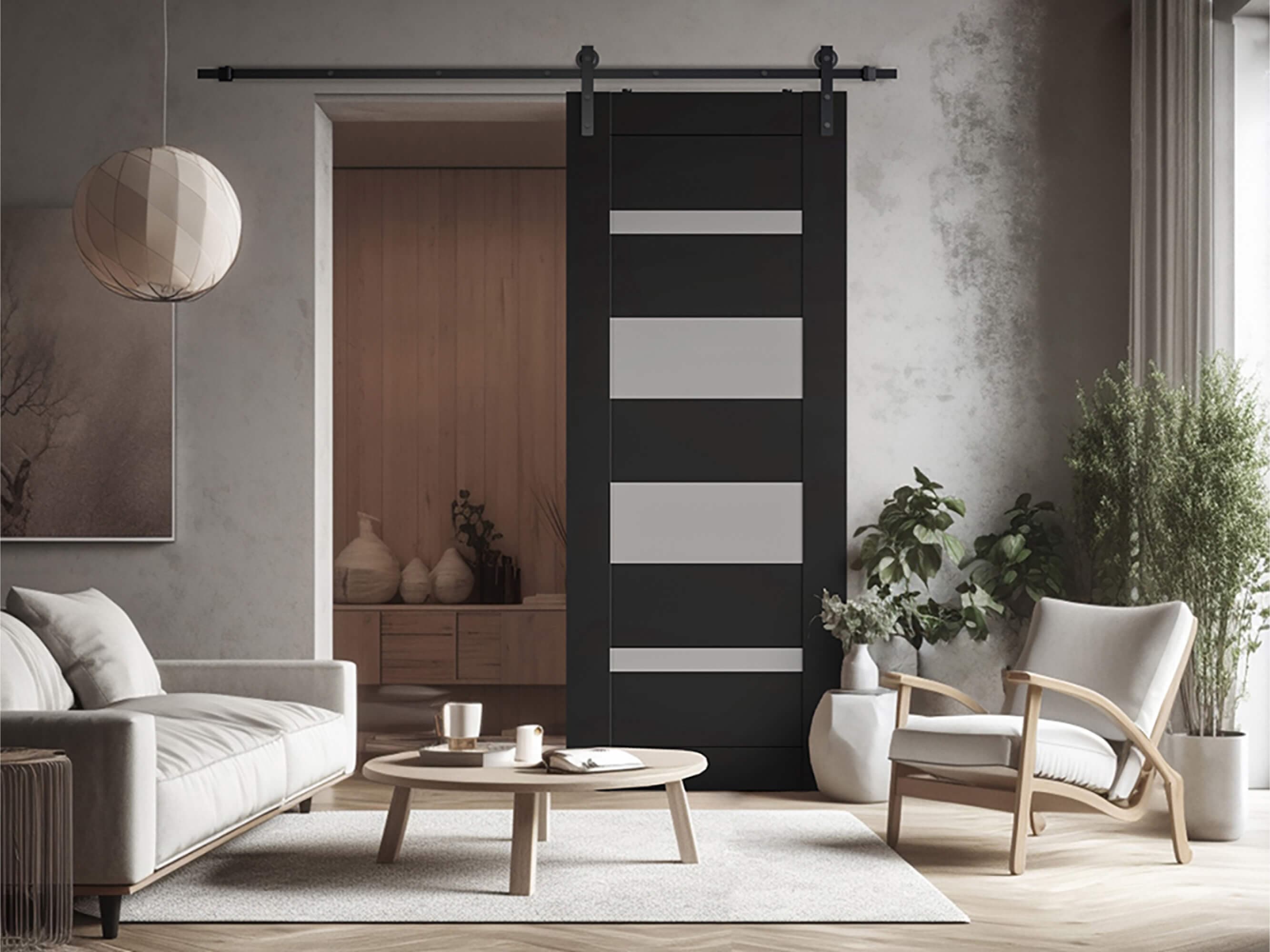 MIRELLA VETRO BLACK MATTE DOUBLE BARN BELLDINNI MODERN INTERIOR DOOR - 2