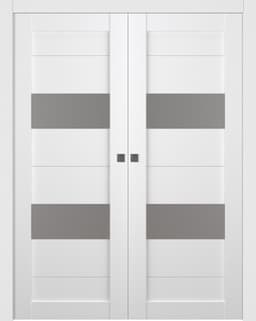 BERTA VETRO BIANCO NOBLE DOUBLE POCKET BELLDINNI MODERN INTERIOR DOOR - 1