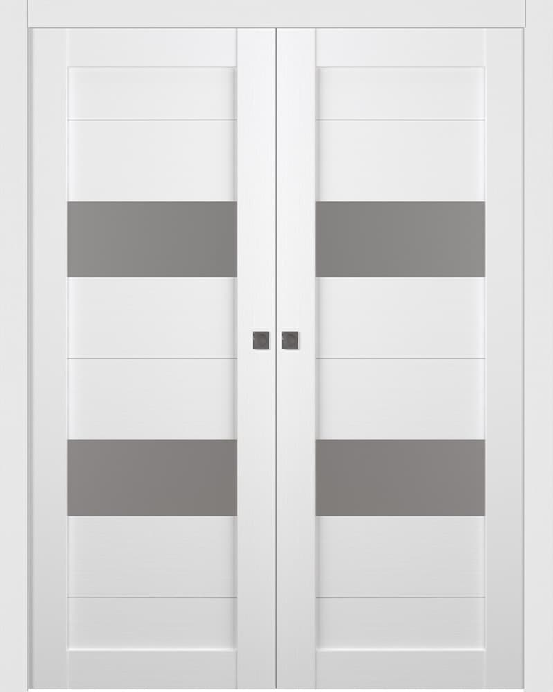 BERTA VETRO BIANCO NOBLE DOUBLE POCKET BELLDINNI MODERN INTERIOR DOOR - 1