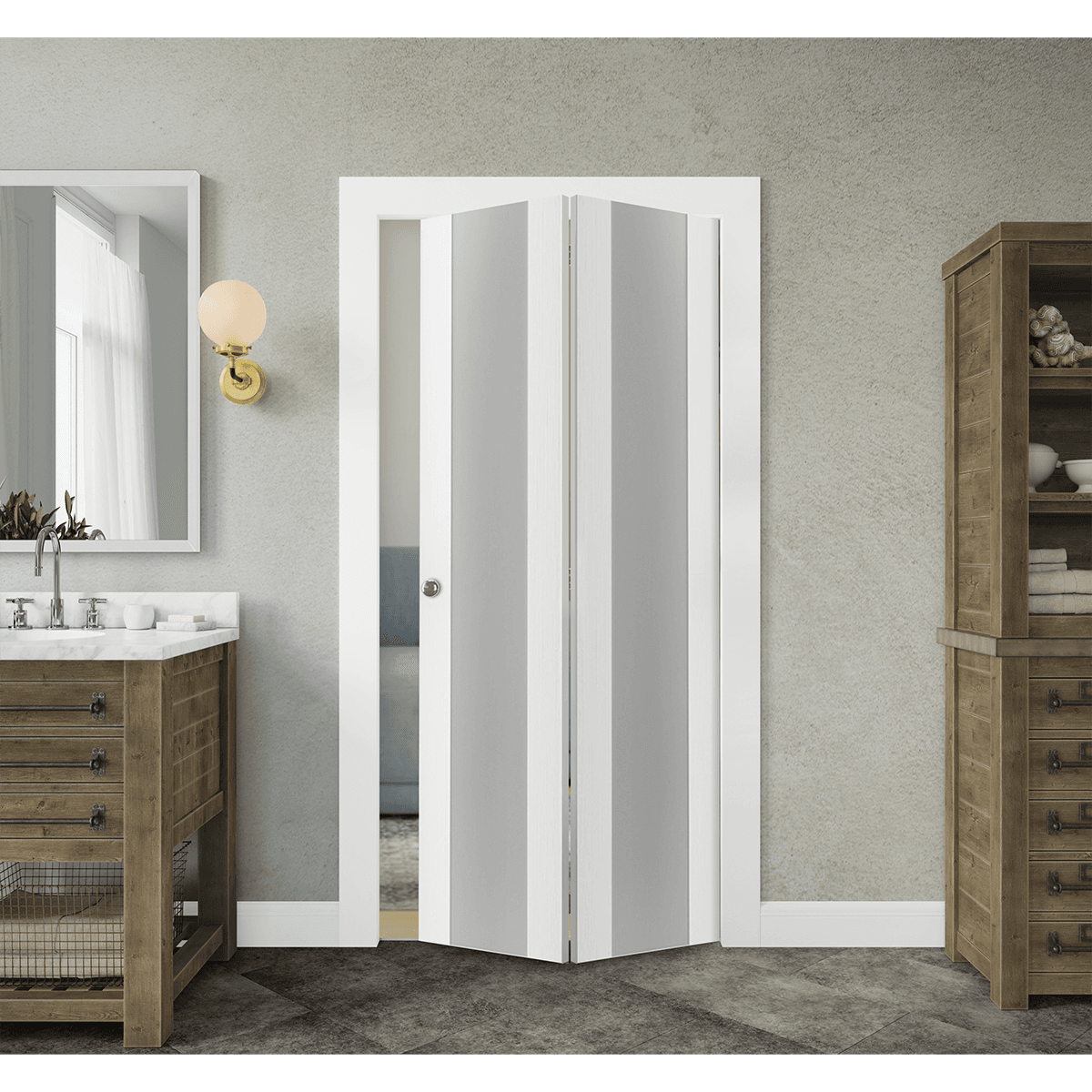 PALLADIO 202 VETRO BIANCO NOBLE BI-FOLD BELLDINNI MODERN INTERIOR DOOR - 2