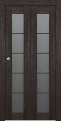 AVON 5 LITE VETRO VERALINGA OAK DOUBLE BI-FOLD BELLDINNI MODERN INTERIOR DOOR - 1
