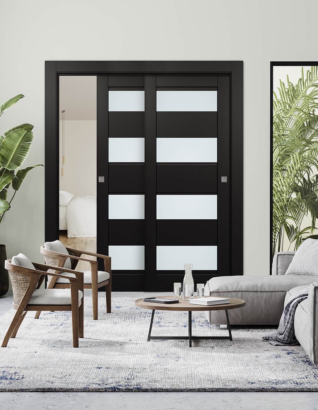 DELLA VETRO BLACK MATTE BYPASS BELLDINNI MODERN INTERIOR DOOR - 2