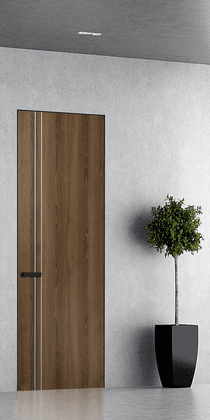 OPTIMA 2V PECAN NUTWOOD DOUBLE INVISIBLE METAL FRAME BELLDINNI MODERN INTERIOR DOOR - 1